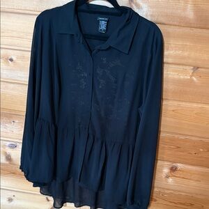 Torrid Black Long-Sleeve Ruffled Button-Front Blouse